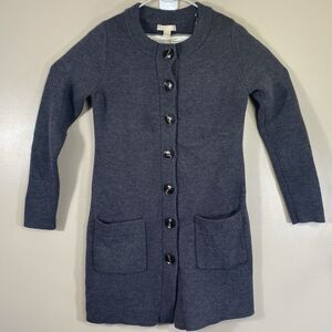 Banana Republic Cardigan Sweater Women Medium Merino Wool Blend Long Gray Duster